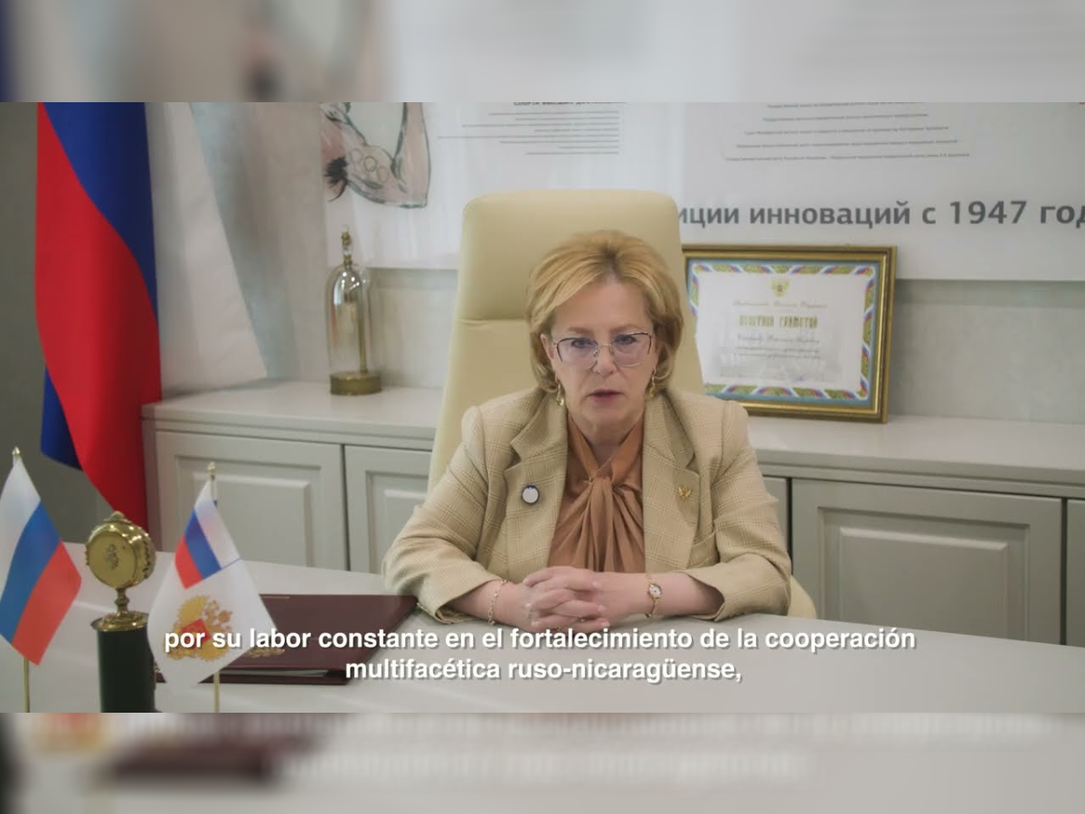 Doctora Veronika Skvortsova envía mensaje al X Congreso Farmacéutico Internacional en Managua
